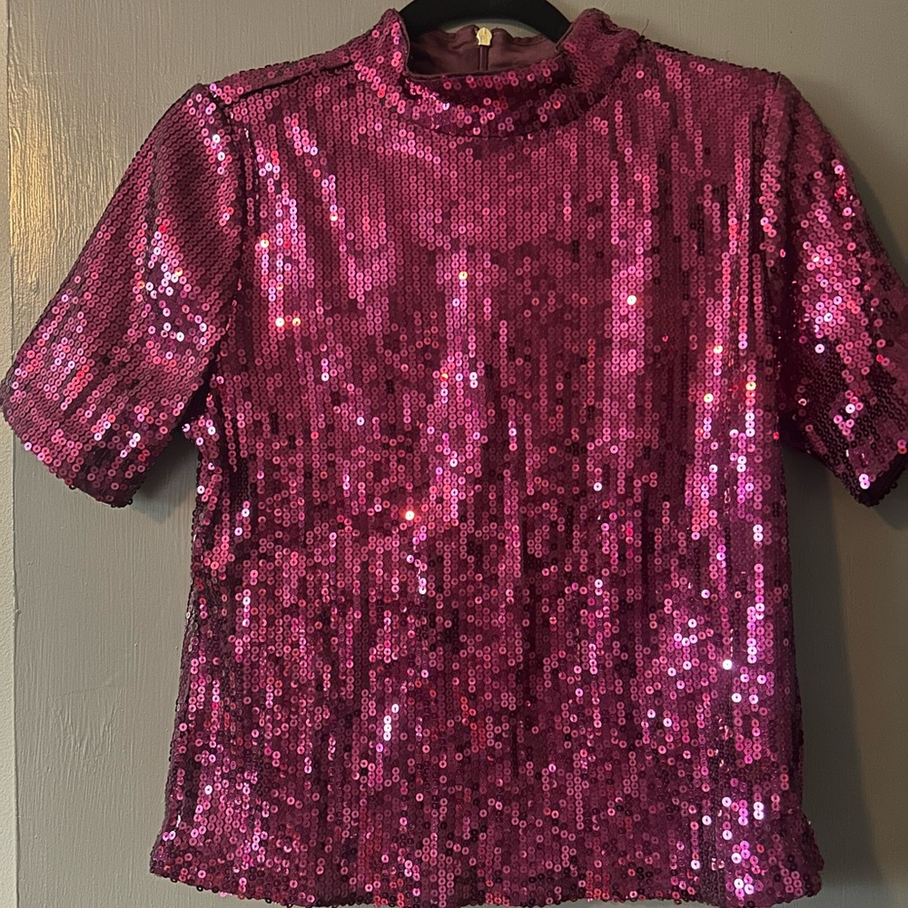 Michael Kors Burgundy Sequin Top